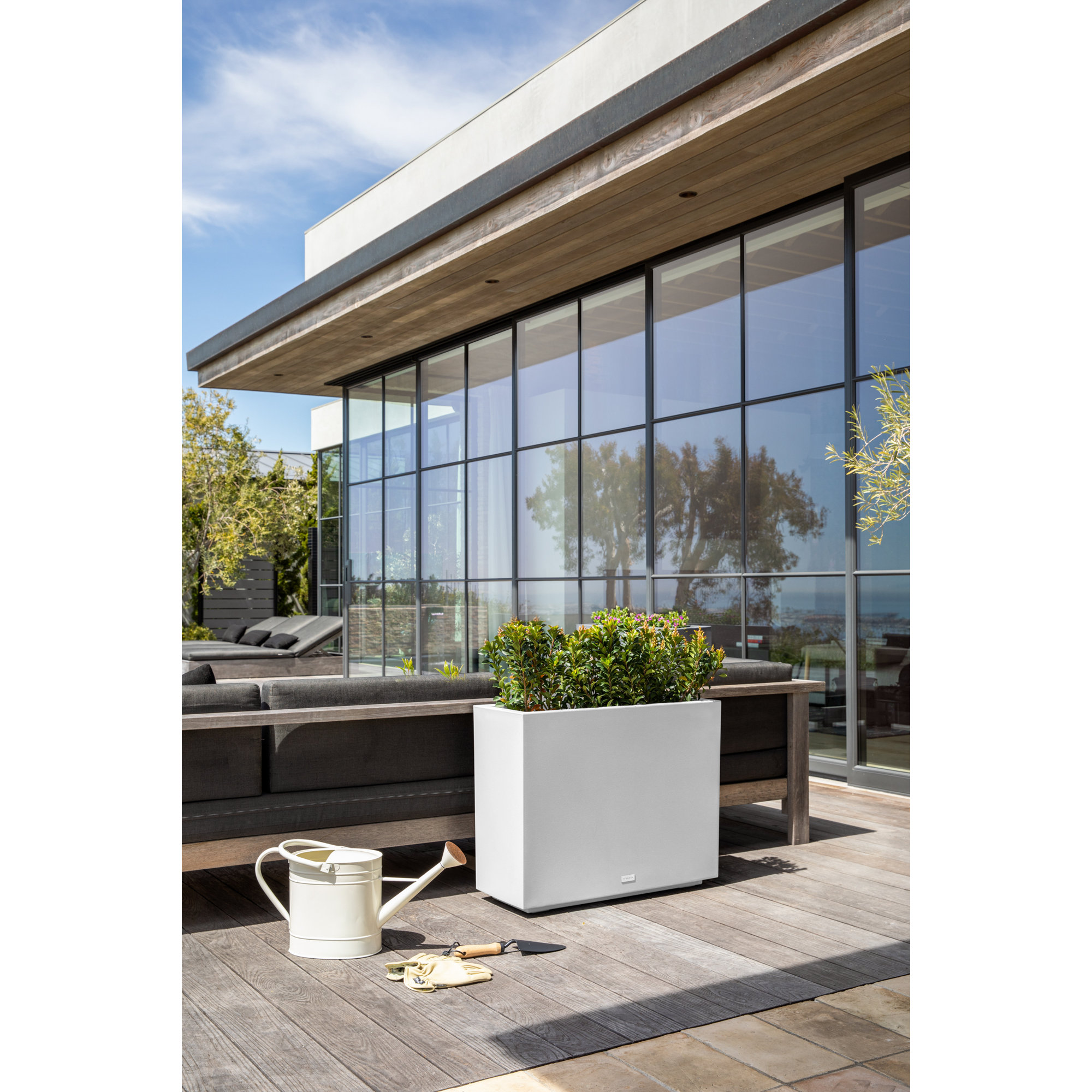 Block Series Span Planter, White, 24.25” H x 30” W x 12” D