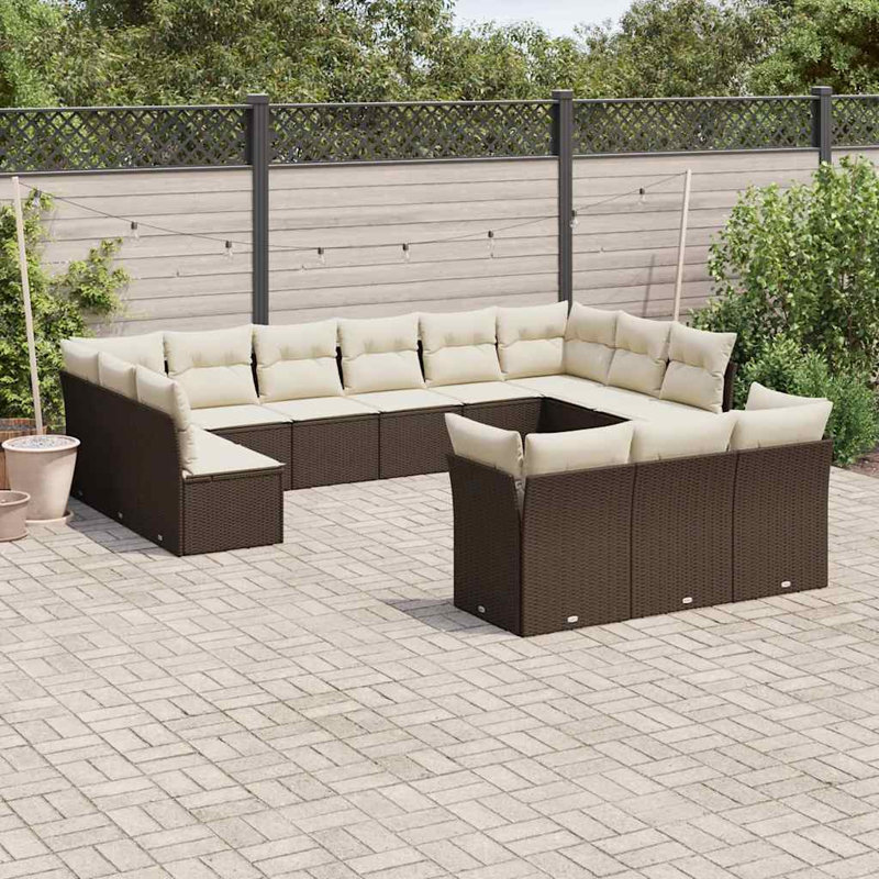 Ensemble de canapé de jardin Vidaxl brun, blanc crème