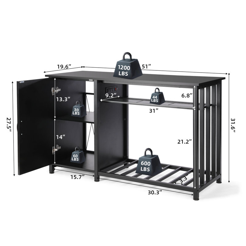 White Heavy Duty Metal Aquarium Stand with Cabinet and Power Outlets