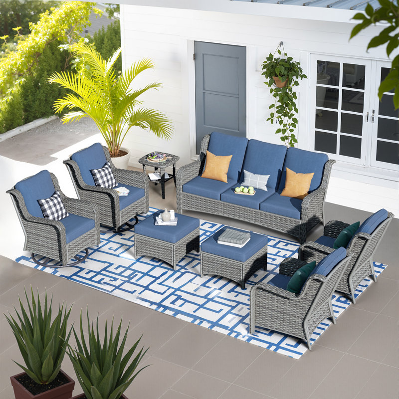 Outdoor 4-Seat Sofa With Coffee Table, Black