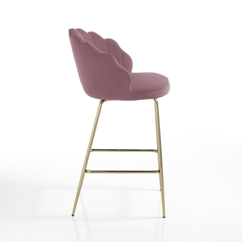 Upholstered Counter Stool with Metal Frame