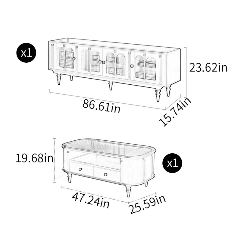 Combinaison meuble télé et table basse