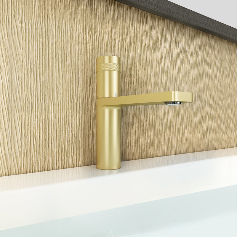 Single-handle Bathroom Faucet with Drain Assembly, Brushed Gold