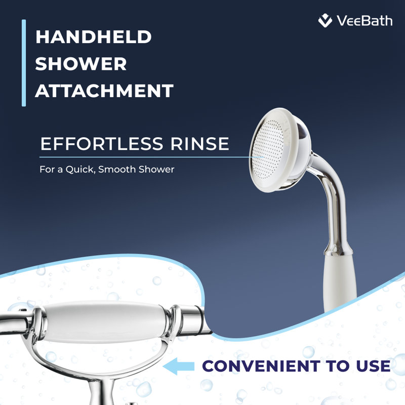 VeeBath Regency Traditional Bath Shower Mixer Tap with Kit, Chrome