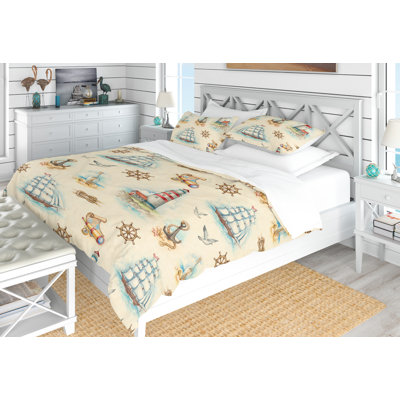 Coastal Polyester Abstract Duvet Cover