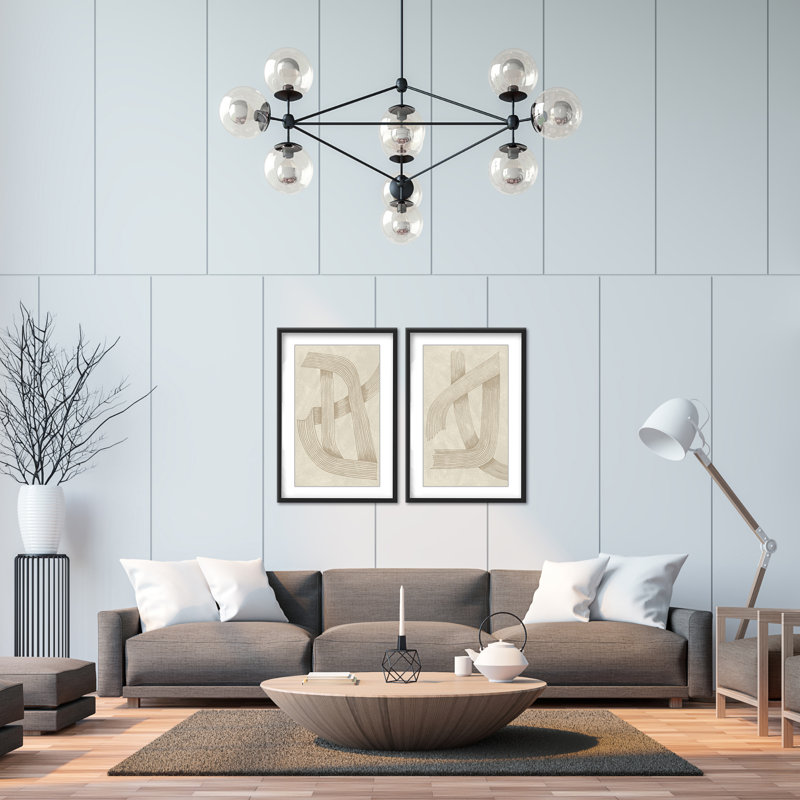 Abstract Sophisticated Line Diptych, 24" H x 32" W