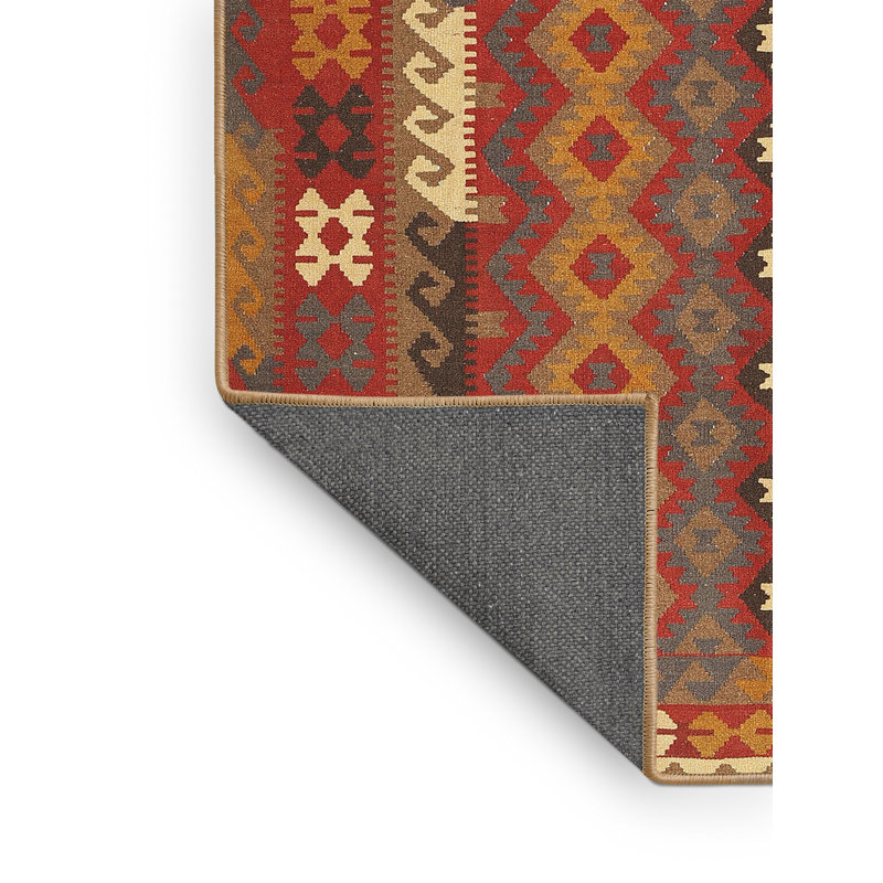 Tapis contemporain rouge / brun, Rectangle 5 pi x 7 pi