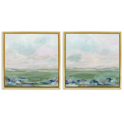  Abstract Gradient Landscapes 2 PC Framed Floater Canvas Set by June Erica Vess