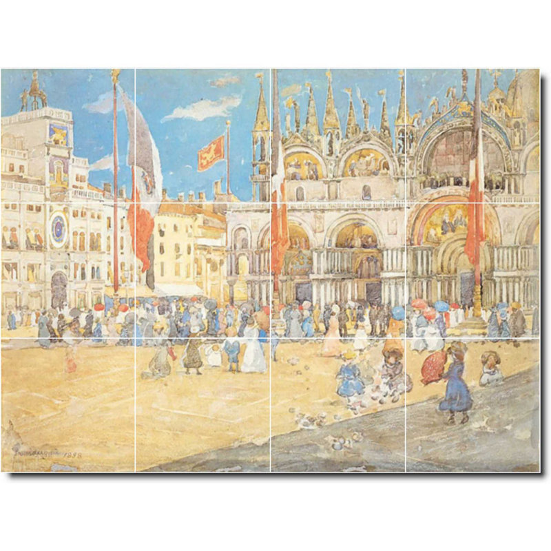 Carreau de céramique décorative 24 po x 18 po 6 po x 6 po, Peinture de la ville de Maurice Prendergast W06831