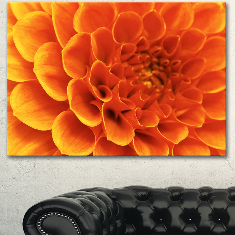 " Large Orange Flower And Petals ", 12" H x 20" W x 1" D, Wrapped Canvas