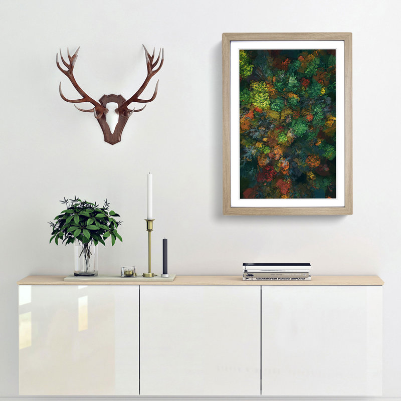Autumn Forest New Hampshire in Abstract - Picture Frame Graphic Art Print, Oak Framed, 87cm H x 62cm W x 2cm D
