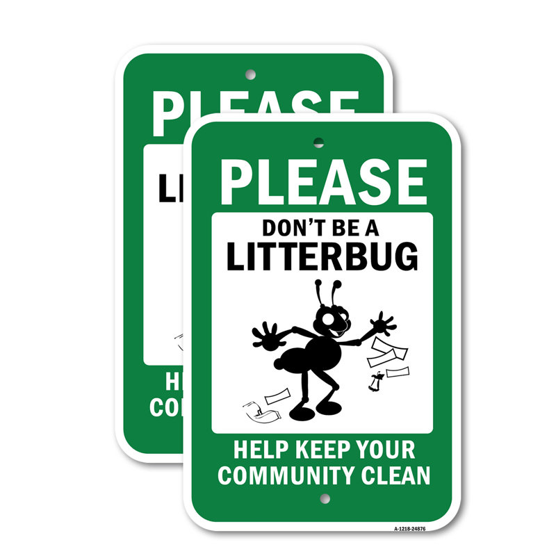 (2 Pack) Please Don't Litter Help Keep Your Community Cl 12" X 18" Aluminum Sign