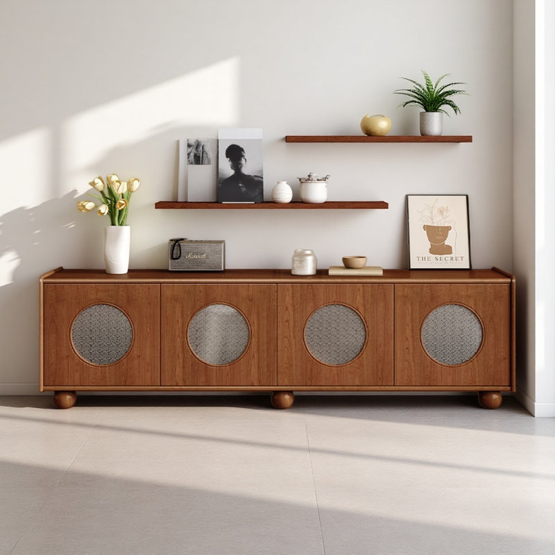 Meuble télé simple au design rétro, Brun