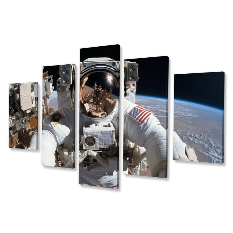 Astronautes spatiales - activités extra-véhicule - décoration murale Navette Spatiale - 5 panneaux