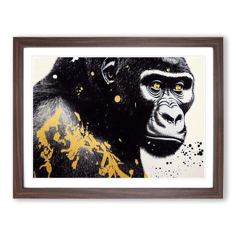 Gorilla Vol.1 - Single Picture Frame Print, 34cm H x 46cm W x 2cm D, Walnut Framed