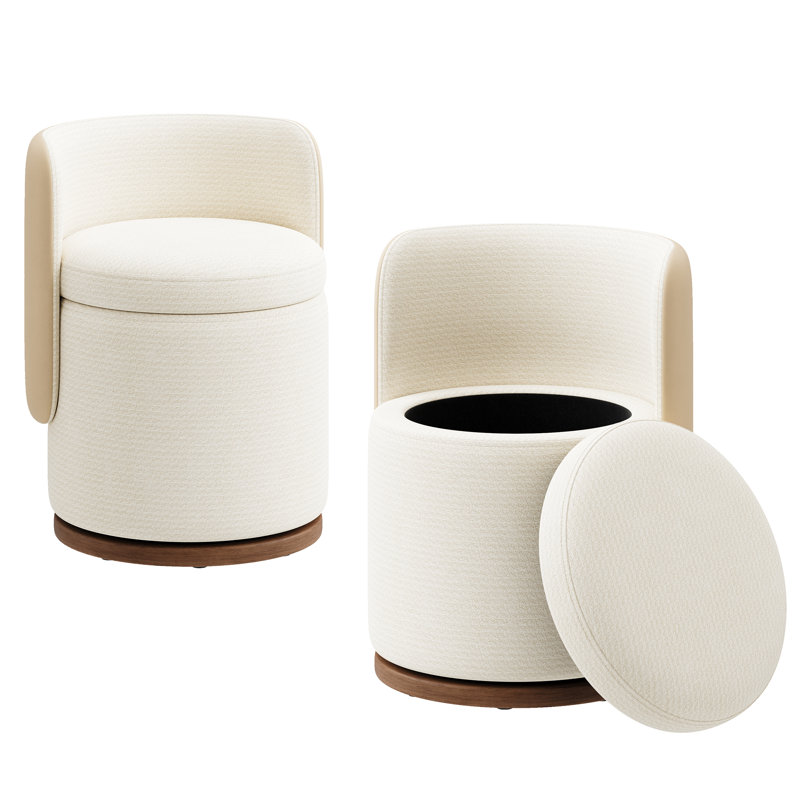 Meuble-lavabo pivotant moderne avec rangement dissimulé et dossier courbé pour la chambre à coucher, Khaki/Cream