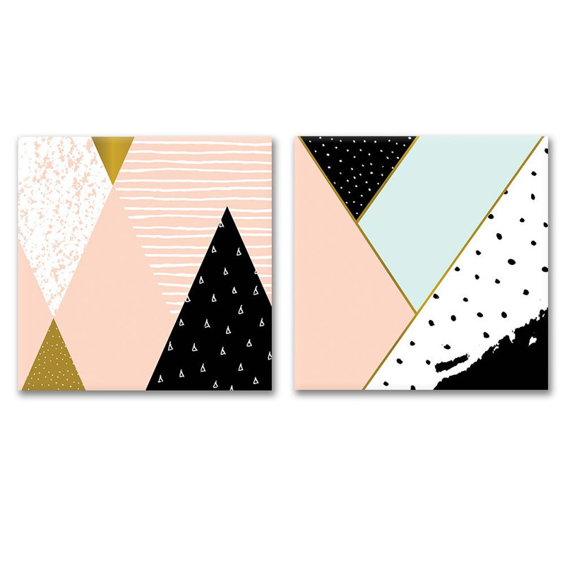 " Fresh Colour Geometry Patterns Patterns " 2 - Pieces, 12" H x 24" W x 1.5" D