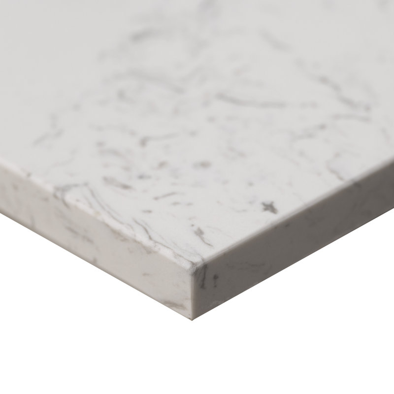 61 in. White Marble Bathroom Vanity Top with Double Sinks