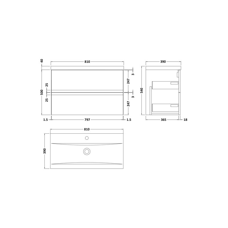 Urban 810 mm Single Vanity with Integrated Basin, Satin Blue