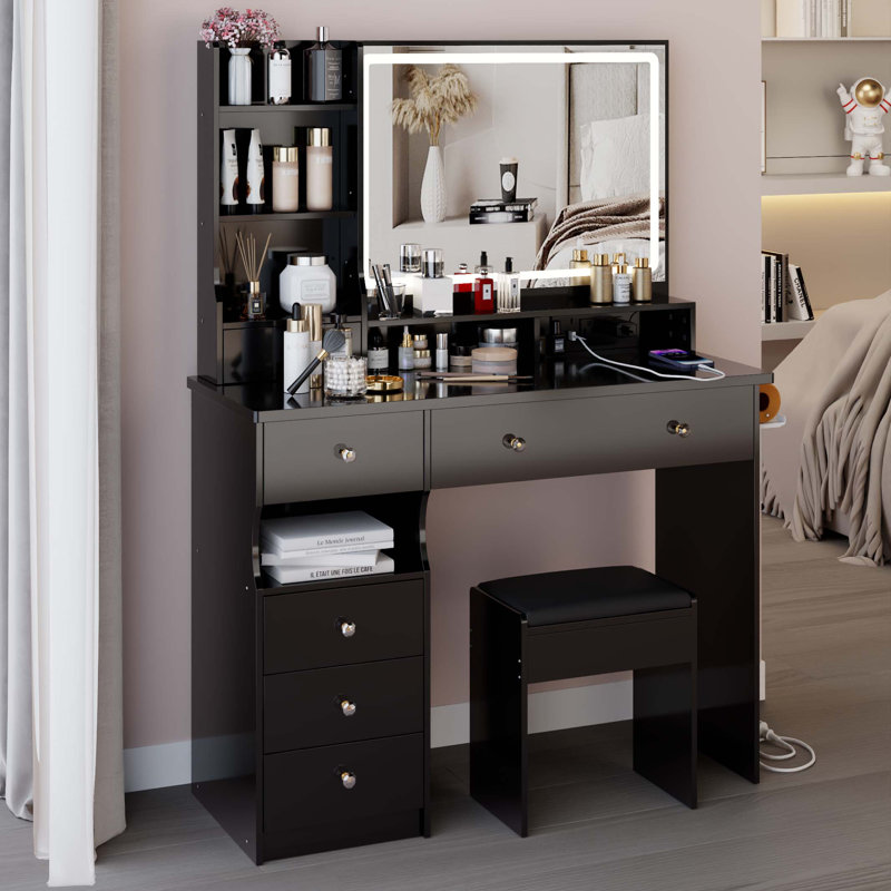 Makeup Vanity Table Set, Black