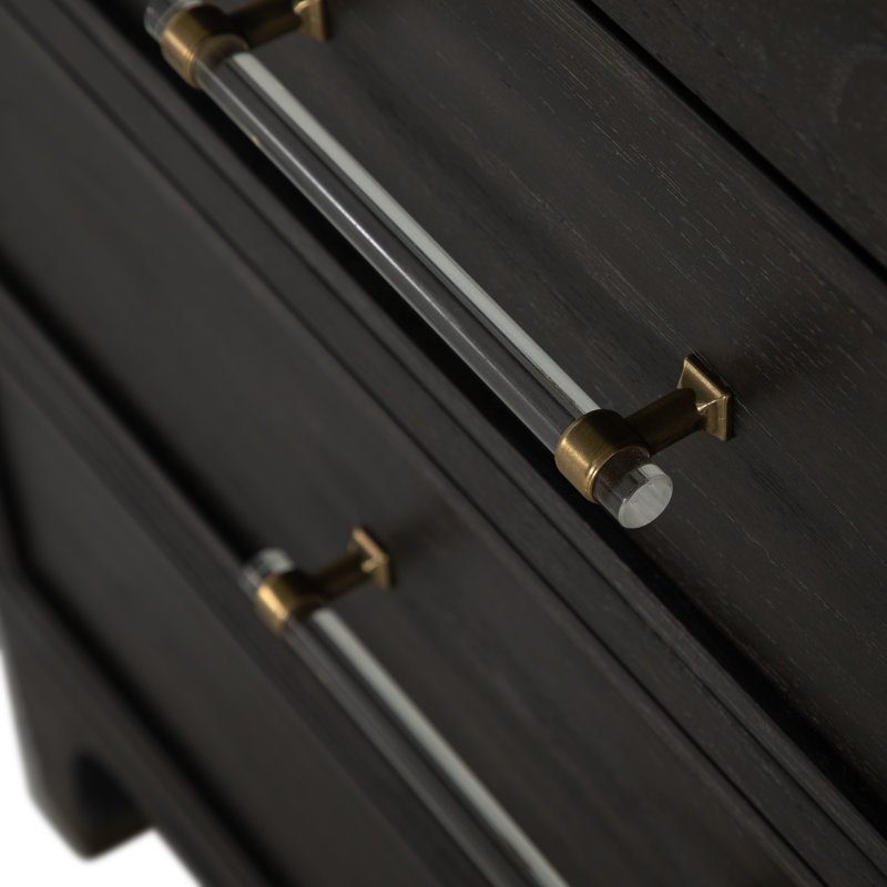 Alexandra 3 Drawer 32" W Solid Wood Chest, Black