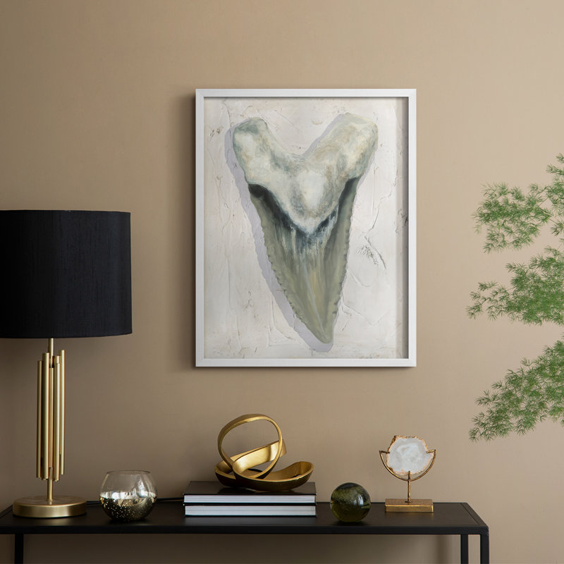 Aquarelle Sharks Tooth II, reproduction encadrée - bois massif, Cadre blanc, H 15 po x l 12 po