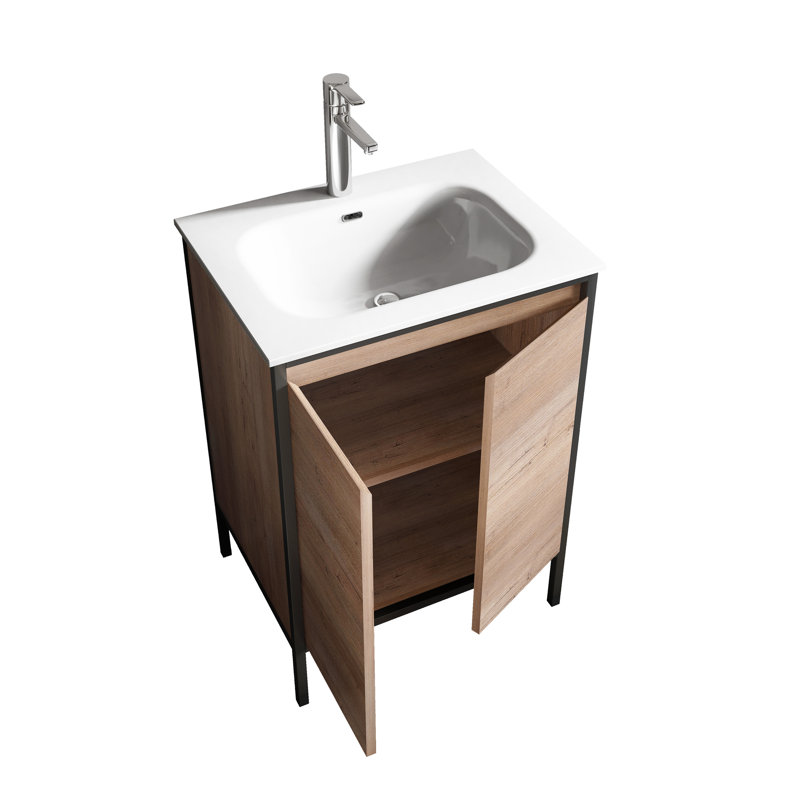 Itsham 24 po L x 18 po P 2 portes Meuble-lavabo avec évier simple et Comptoir en Céramique blanc