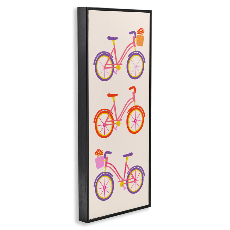«Bright Bikes», giclée encadrée par Dina Riddle, H 24 po x l 10 po, Giclée encadrée noir minuit