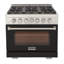 KUCHT Professional 36 po 5,2 pieds cubes Cuisinière au gaz naturel et four à convection en noir avec brûleurs True Simmer-96898033-96898029