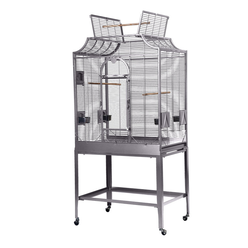 Large Platinum Elegant Flight Cage by HQ, Platinum, 63'' H x 33'' W x 22'' D