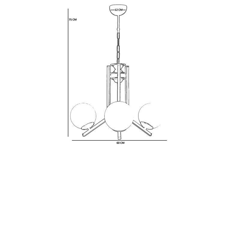 Lustre, 3 niveaux, Blanc/Noir, Trois lumières
