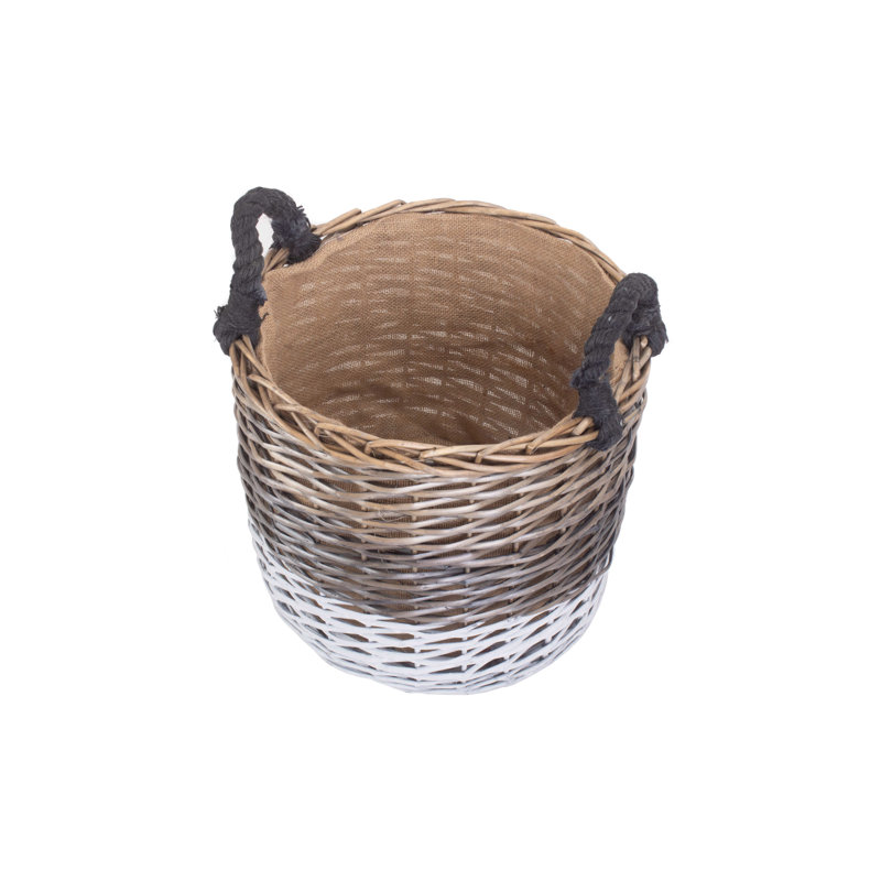 Triple Tone Wicker Storage Basket with Lining