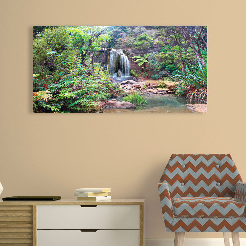 Rainforest Waterfall - Wrapped Canvas Print, 50cm H x 100cm W x 4cm D
