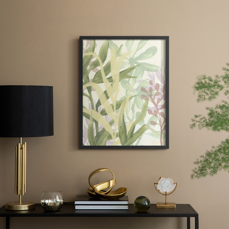 «Dreamy Tropical Leaves I», Noir, noir, noir, noir, H 15 po x l 12 po