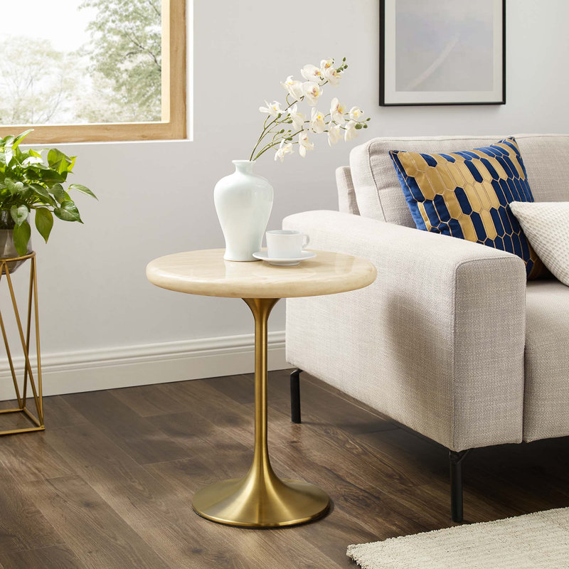 Modway Lippa Pedestal End Table, Gold
