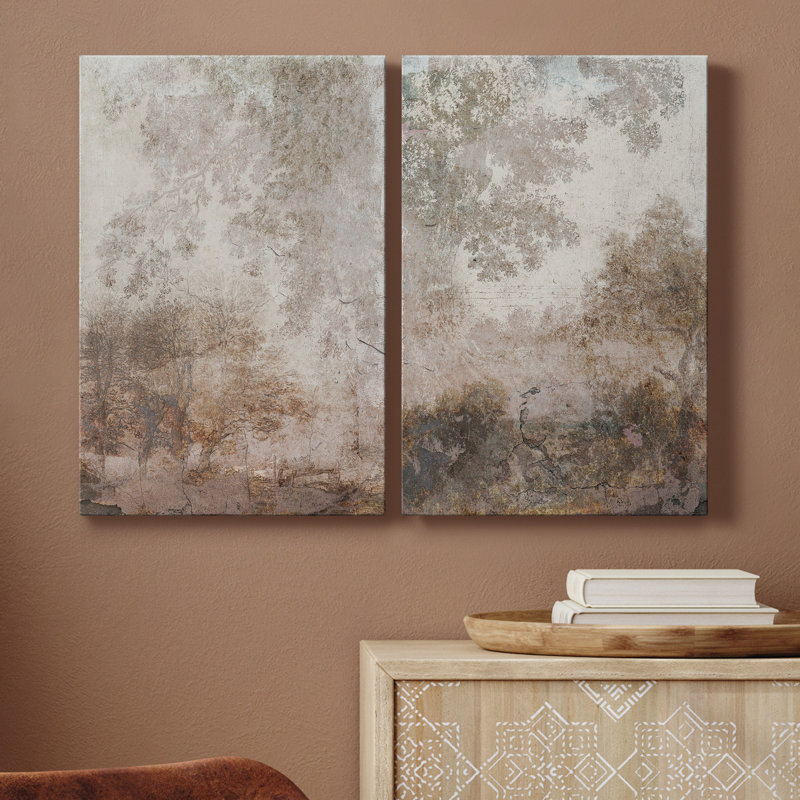 Fresco Collage I, toile tendue avec châssis de qualité supérieure - prête à être accrochée, H 27 po x l 16 po x P 1 po