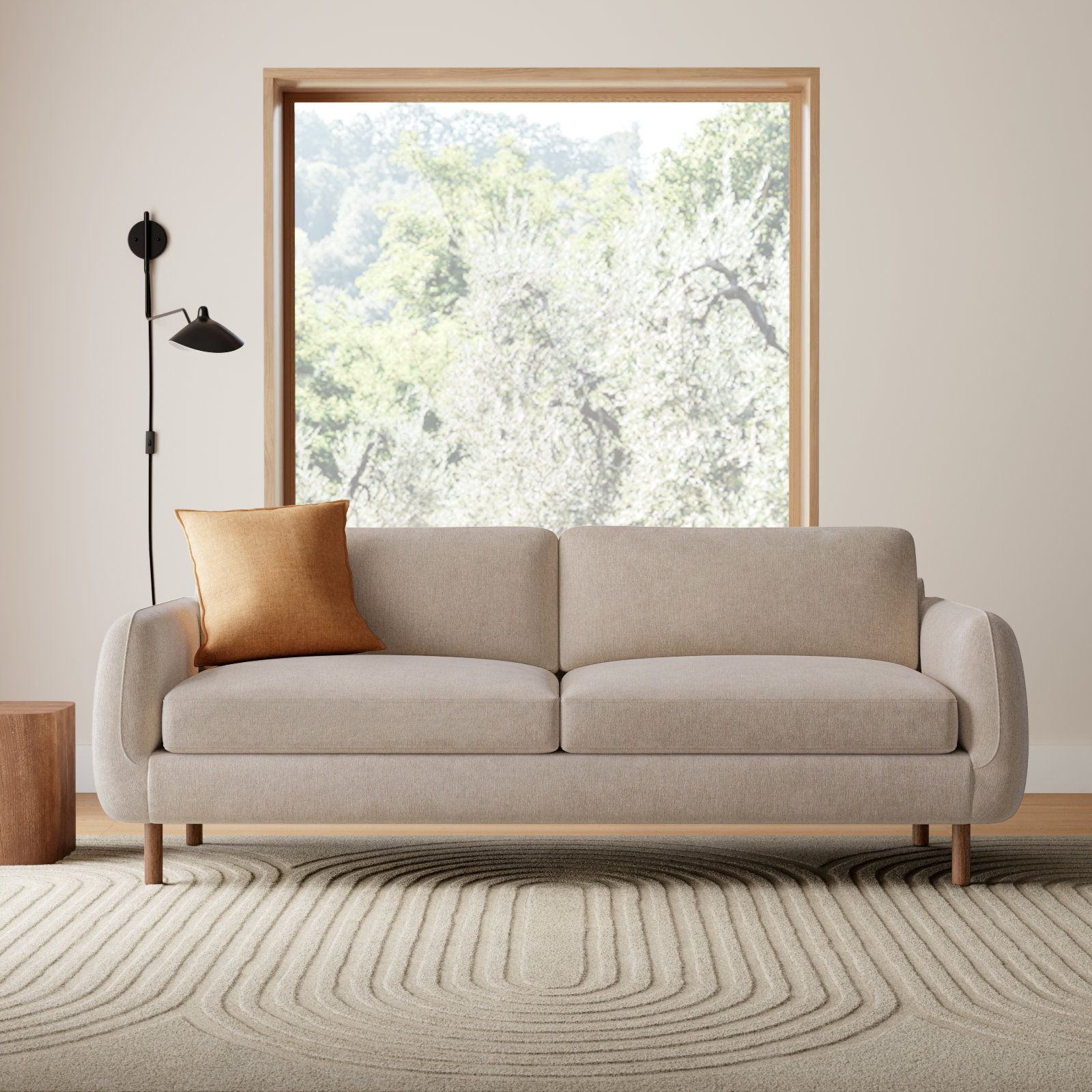 Leno 86" Velvet Sofa, Honeycomb Taupe Chenille