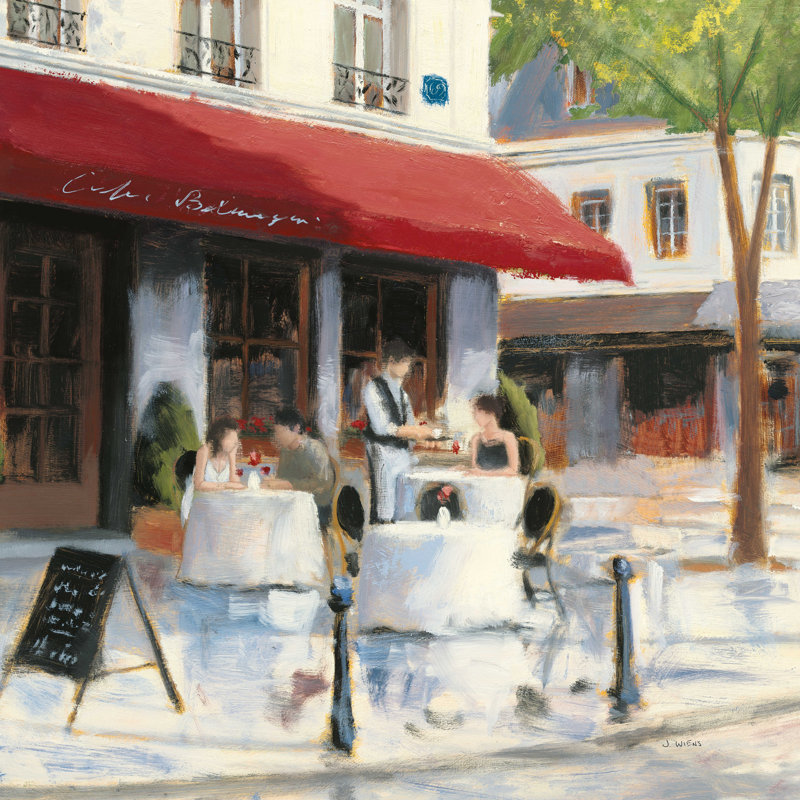 Détente au café I, H 12 po x l 12 po