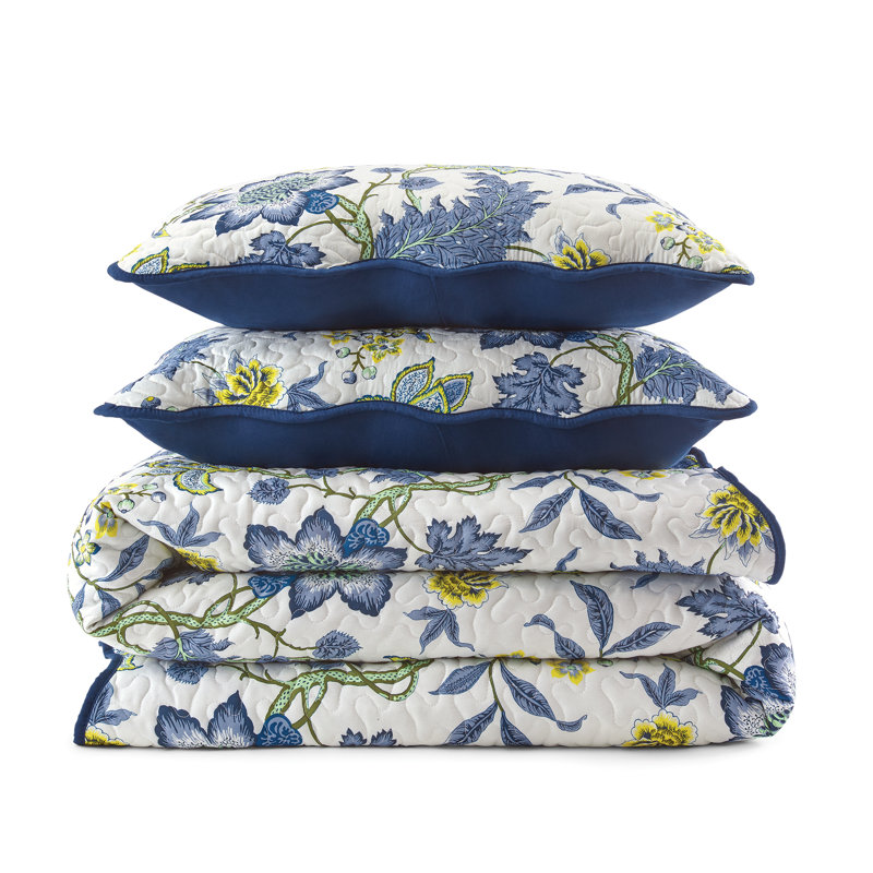 Waverly Maldives Polyester Percale Quilt Set, King Quilt + 2 Shams