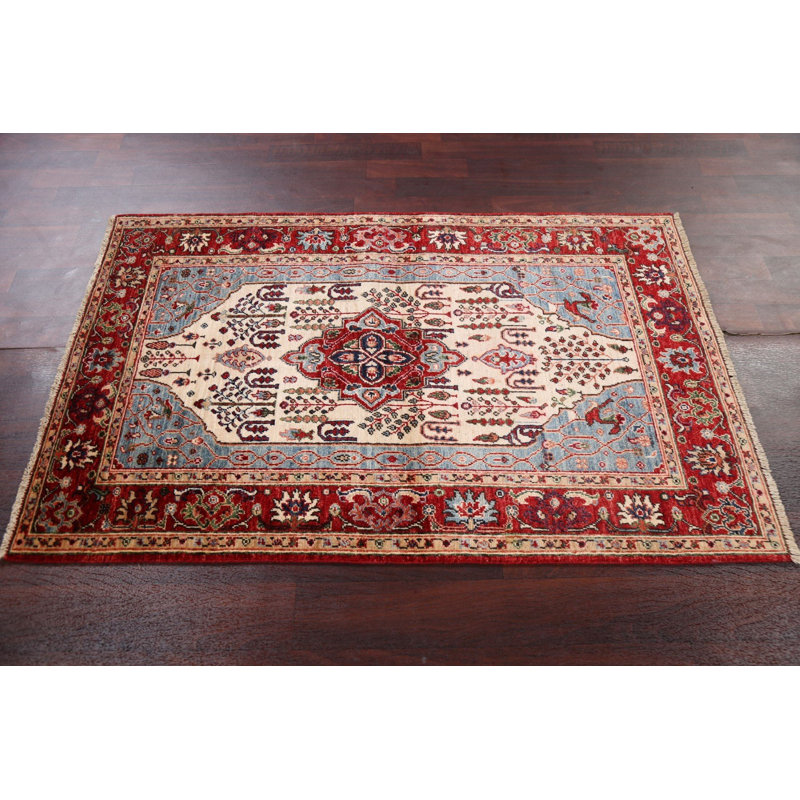 Tapis en laine à teinture végétale Ziegler noué à la main 3 x 5