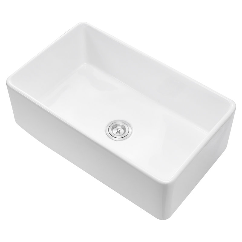 33.5X20 In Farmhouse Sink Undermount Kitchen Single Bowl Basin Fireclay White