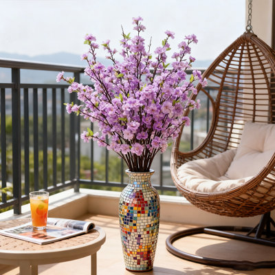 10 bouquets de fleurs de pêche artificielles, 49,2 pouces de longues tiges de soie artificielle pour la décoration printanière, fleurs décoratives pour fête de mariage à la maison, mauve