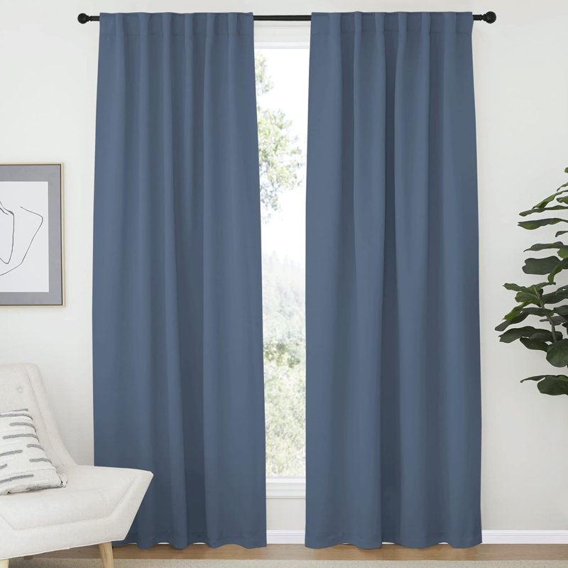 Blackout Curtain Light & Noise Reducing Room Darkening Drapes for Bedroom/Living Room/Kitchen, 2 Pieces, 52" W x 72" L