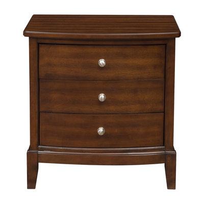 Dark Cherry Finish 1pc Nightstand of 3x Drawers Satin Nickel Tone Knobs Transitional Style Bedroom Furniture