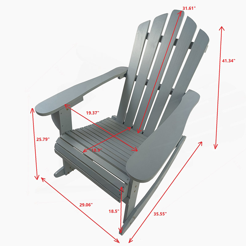Chaise Adirondack inclinable inclinable en bois pour l'extérieur, parfaite pour la détente et un élégant décor de patio