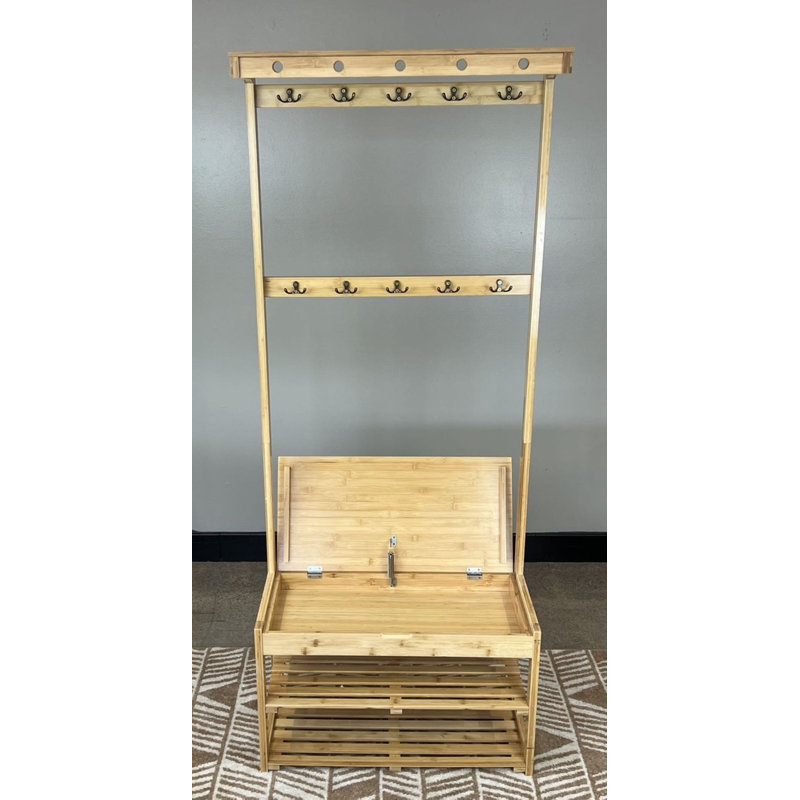 Hall Tree 28'' Wide with Bench and Shoe Storage, Natural