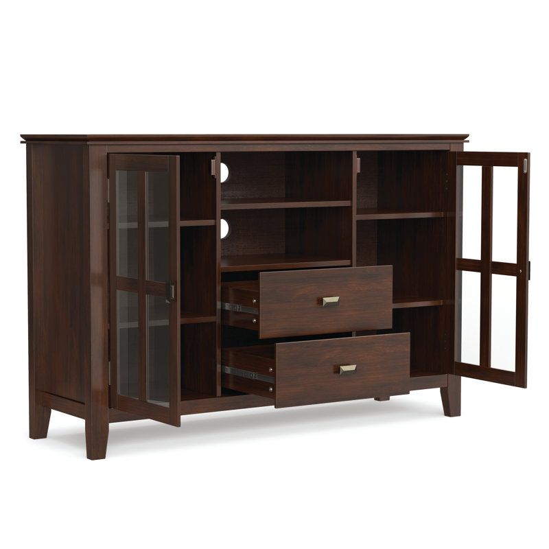 Meuble télé haut en bois massif Artisan, Brun roux