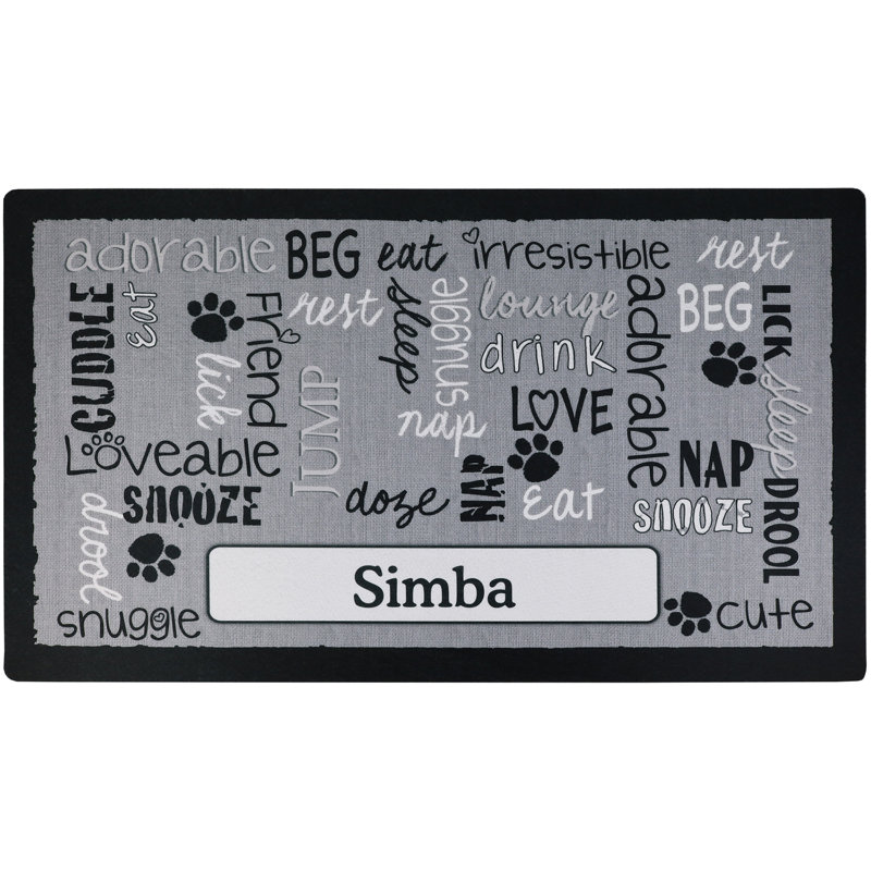 Napperon personnalisé pour animal de compagnie, tapis d'alimentation pour chien et chat - matériau absorbant et envers imperméable