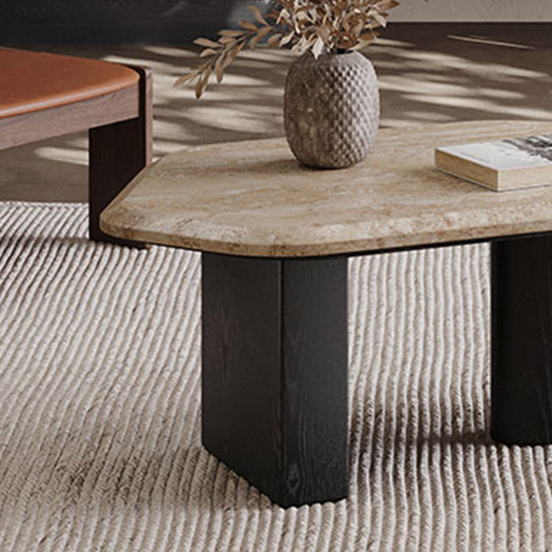 Table basse Wabi-sabi, H 13,77 po x L 33,46 po x l 19,68 po, Noir, noir, noir, noir