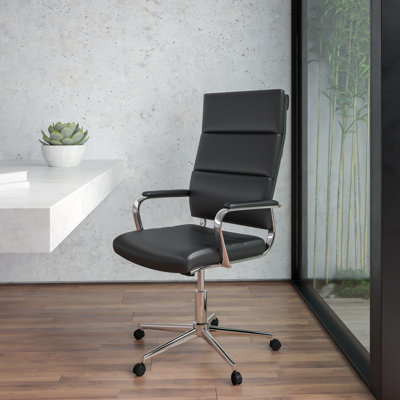 High Back LeatherSoft Contemporary Panel Executive Swivel Office Chair